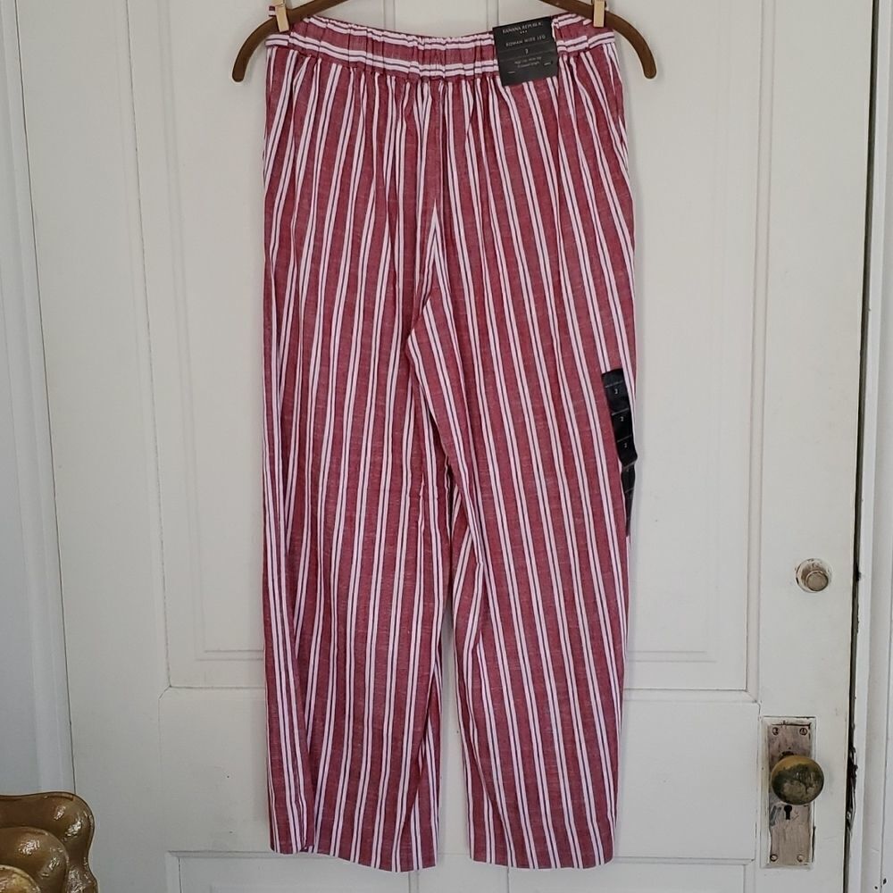 Banana Republic Factory Rowan Striped High Rise Wide Leg Cropped Pants - Picture 7 of 8